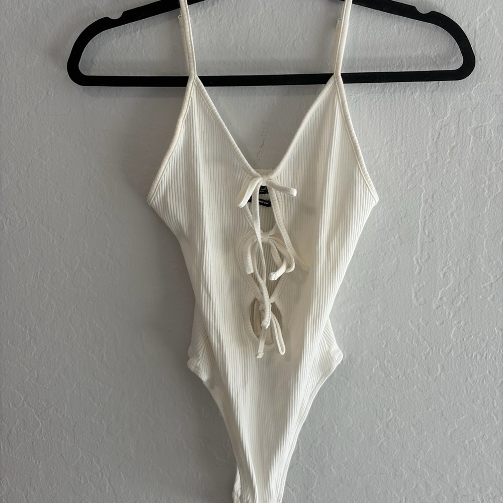 Out From Under Ribbed Lace Up Bodysuit